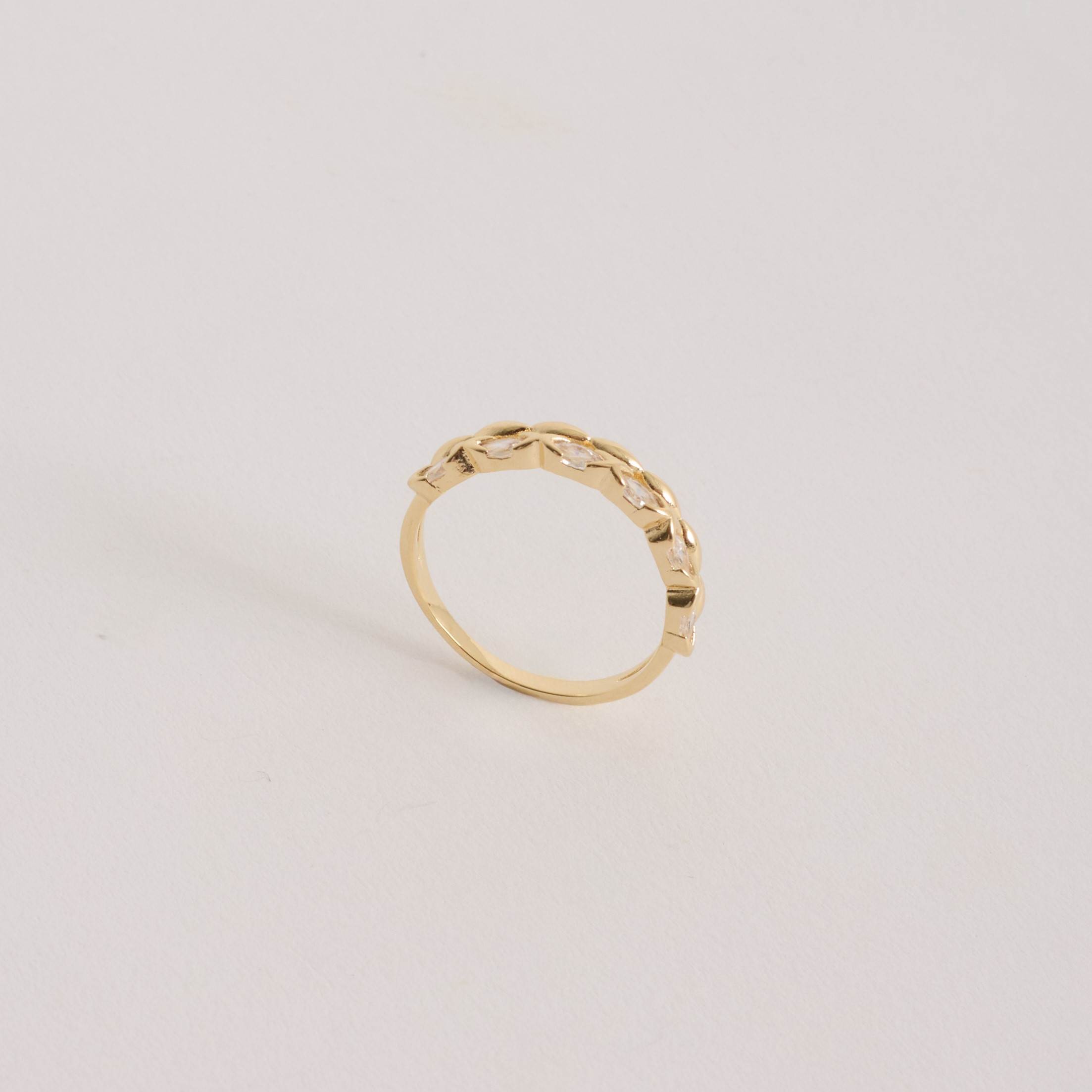 Anel duplo navetes lisos e cravejados