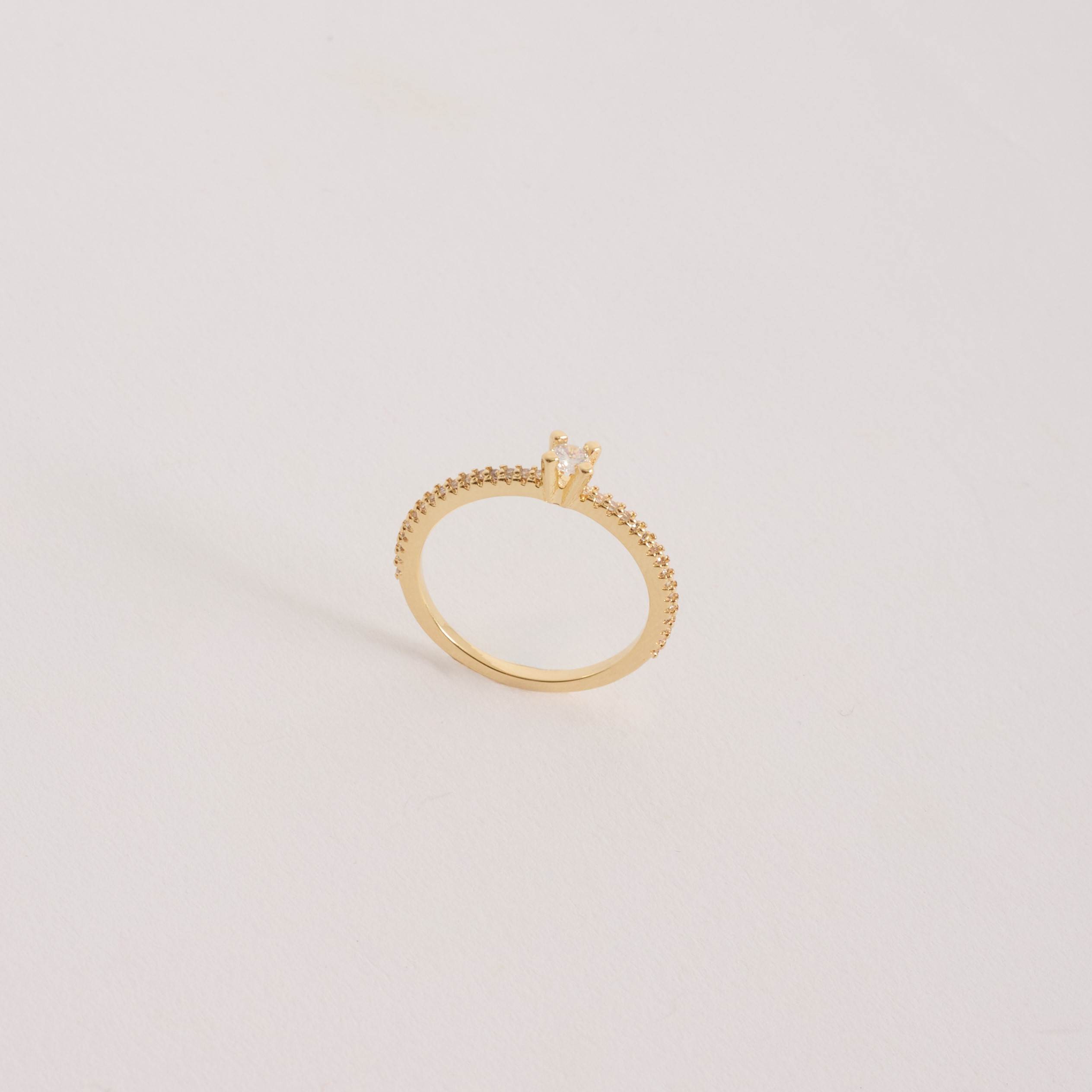 Anel meia aliança com solitário 3mm