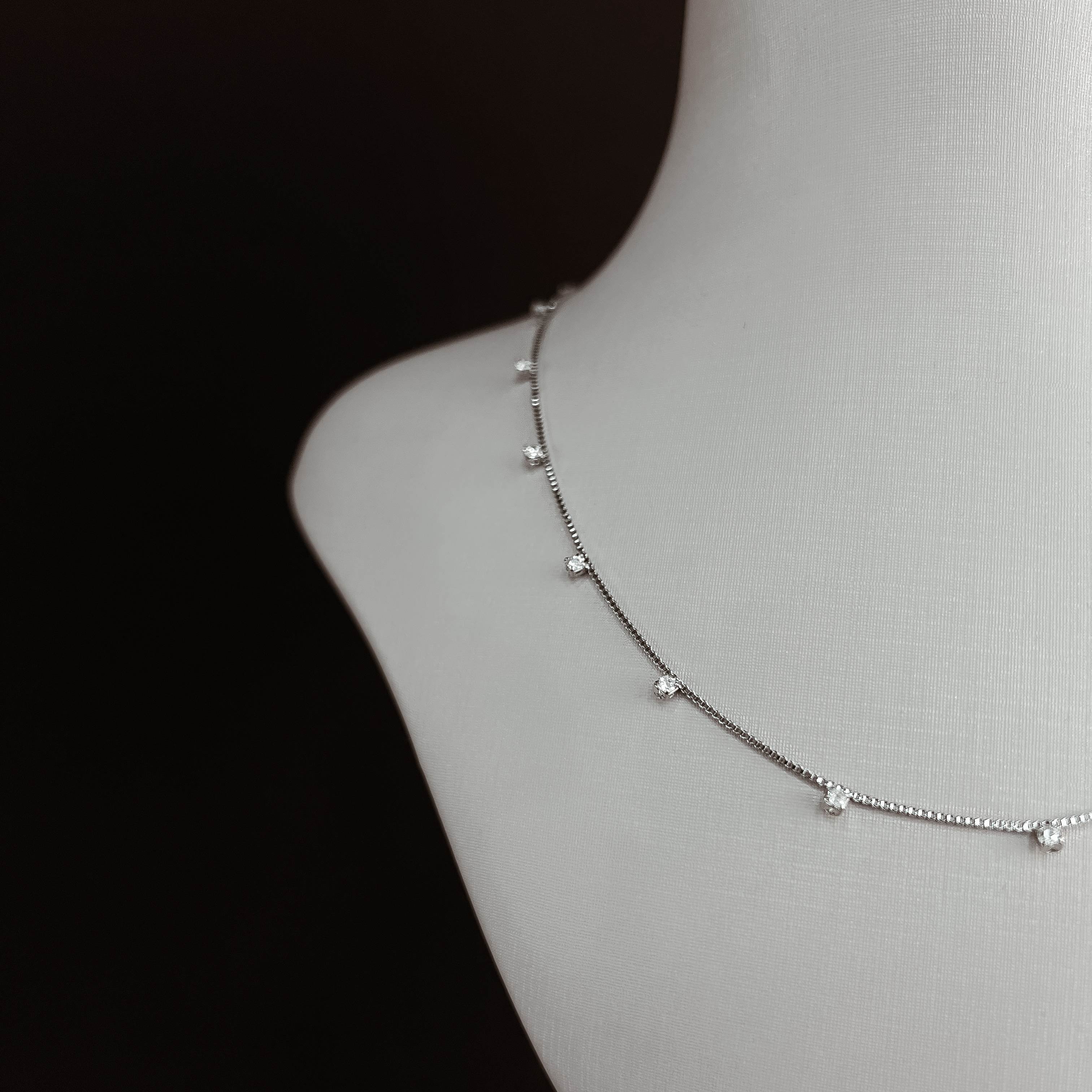 Colar entremeio zircônias 2mm 45cm com alongadora