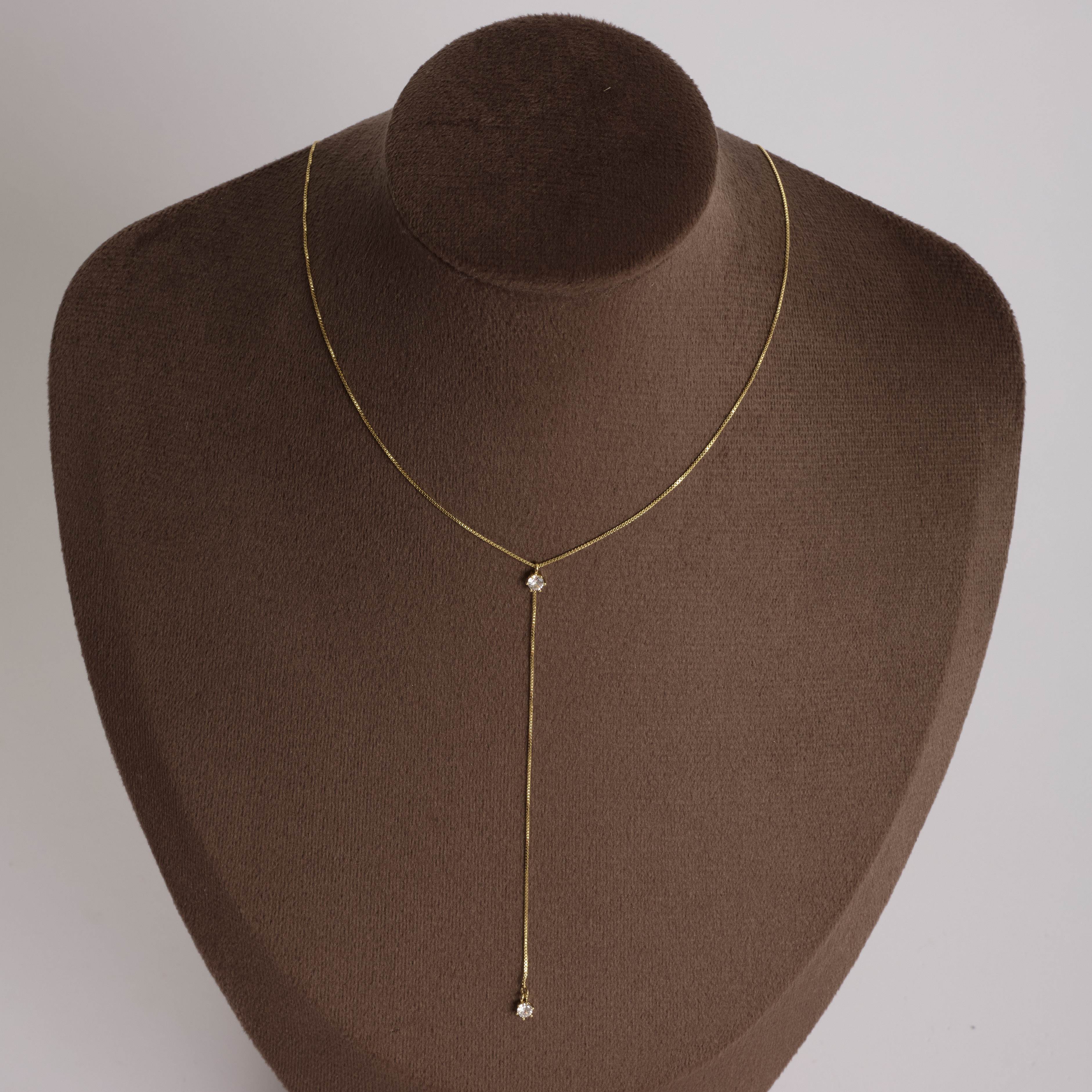 Colar gravatinha zircônias 3mm 40cm com alongadora