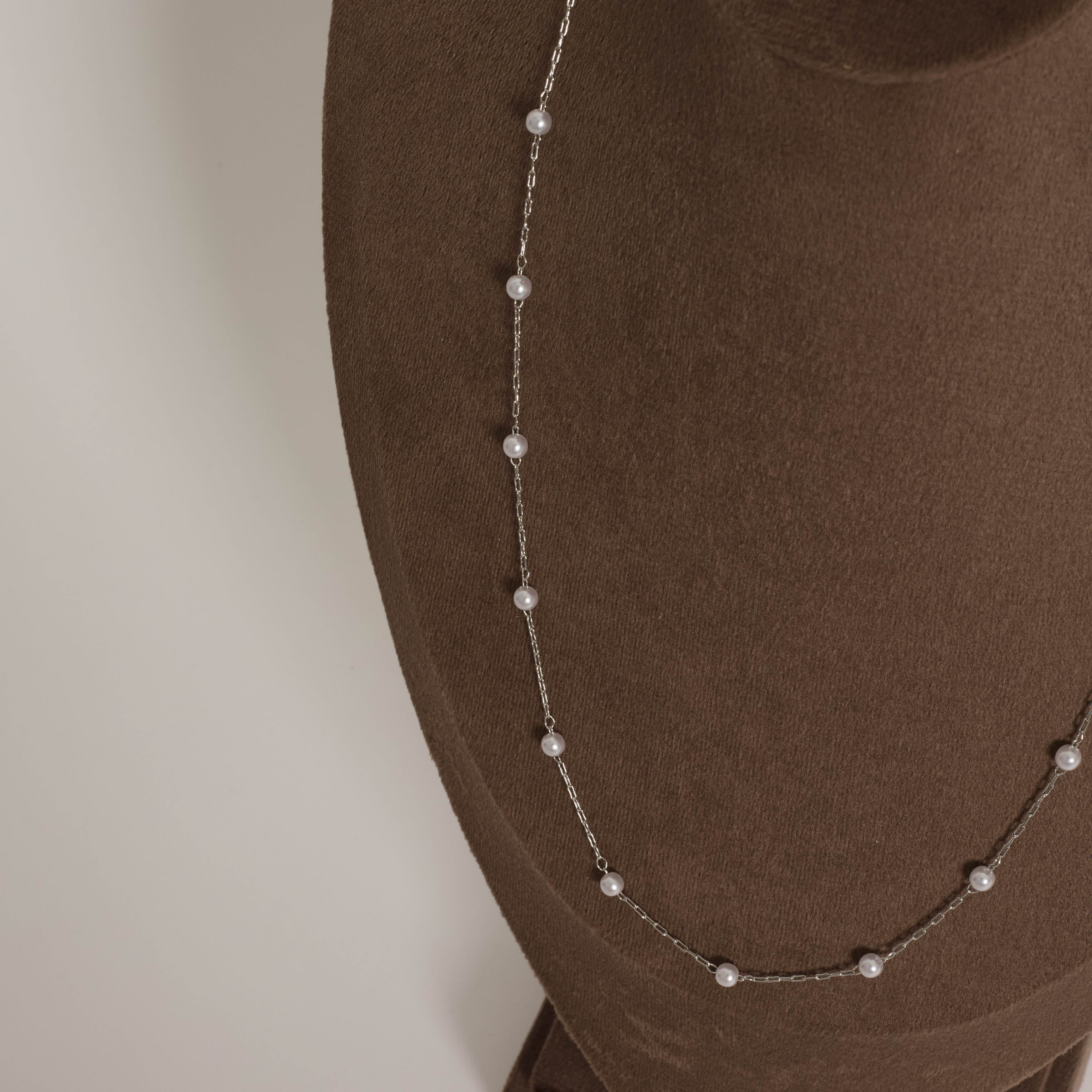 Corrente cartier com pérolas 3.8mm 50cm com alongadora