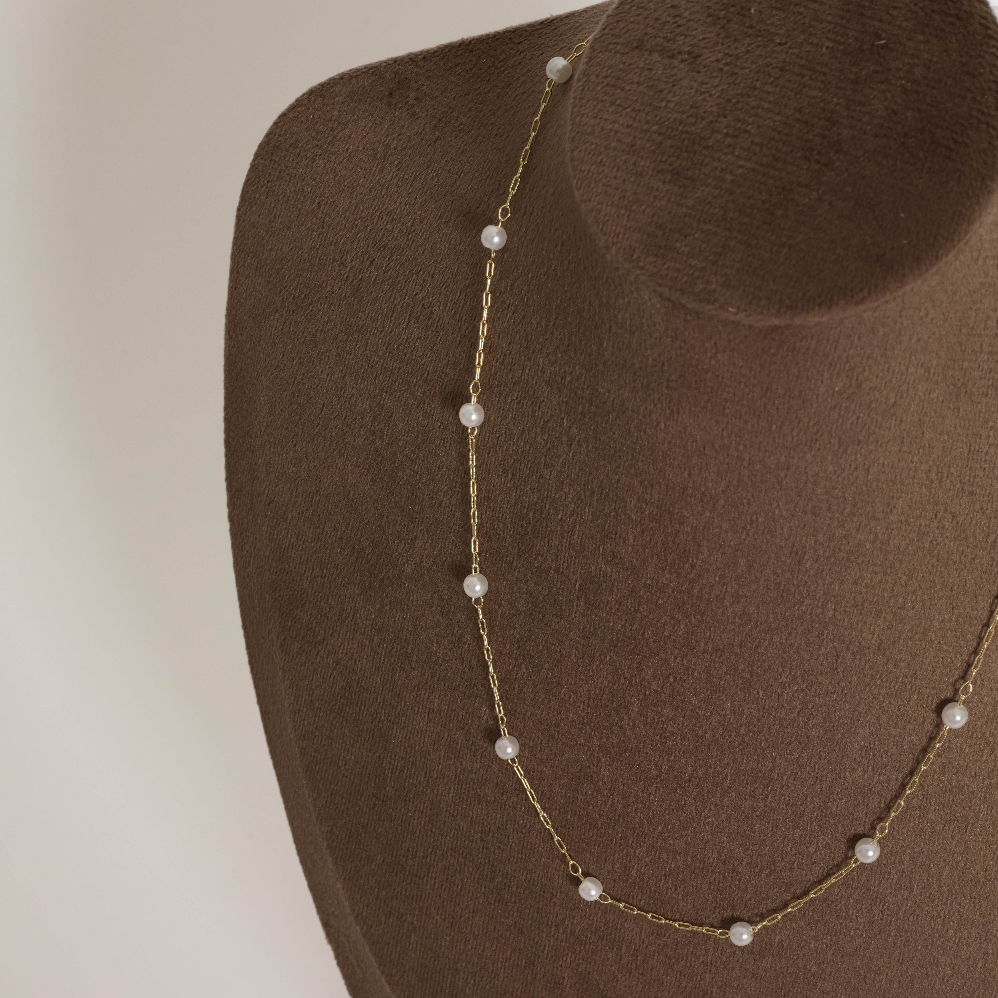 Corrente cartier com pérolas 3.8mm 40cm com alongadora