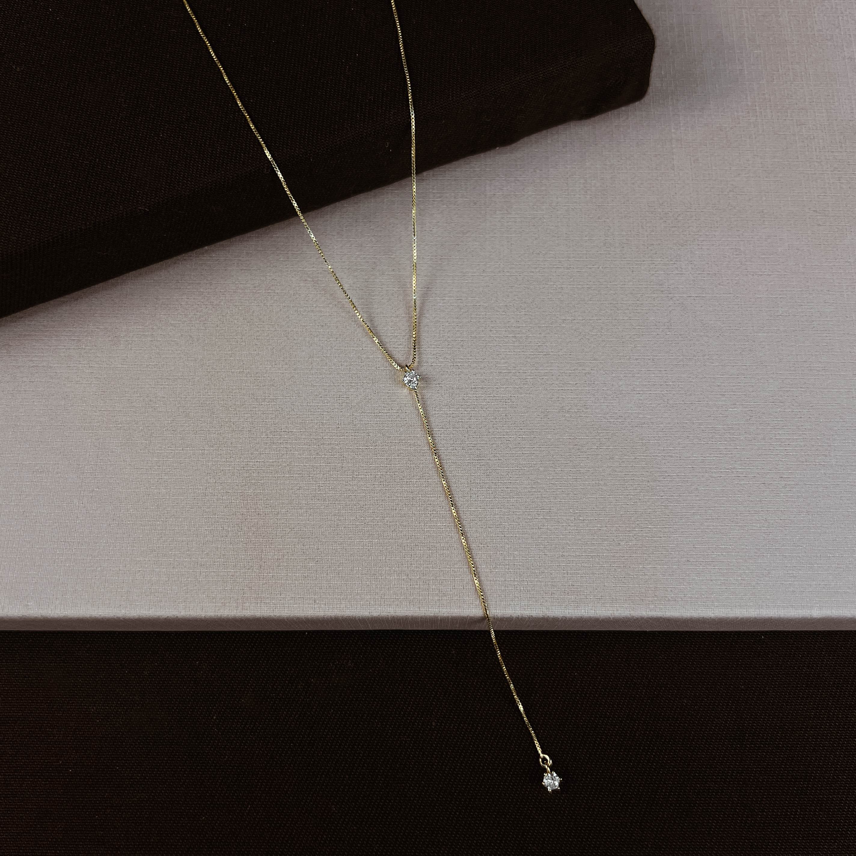 Colar gravatinha zircônias 3mm 40cm com alongadora