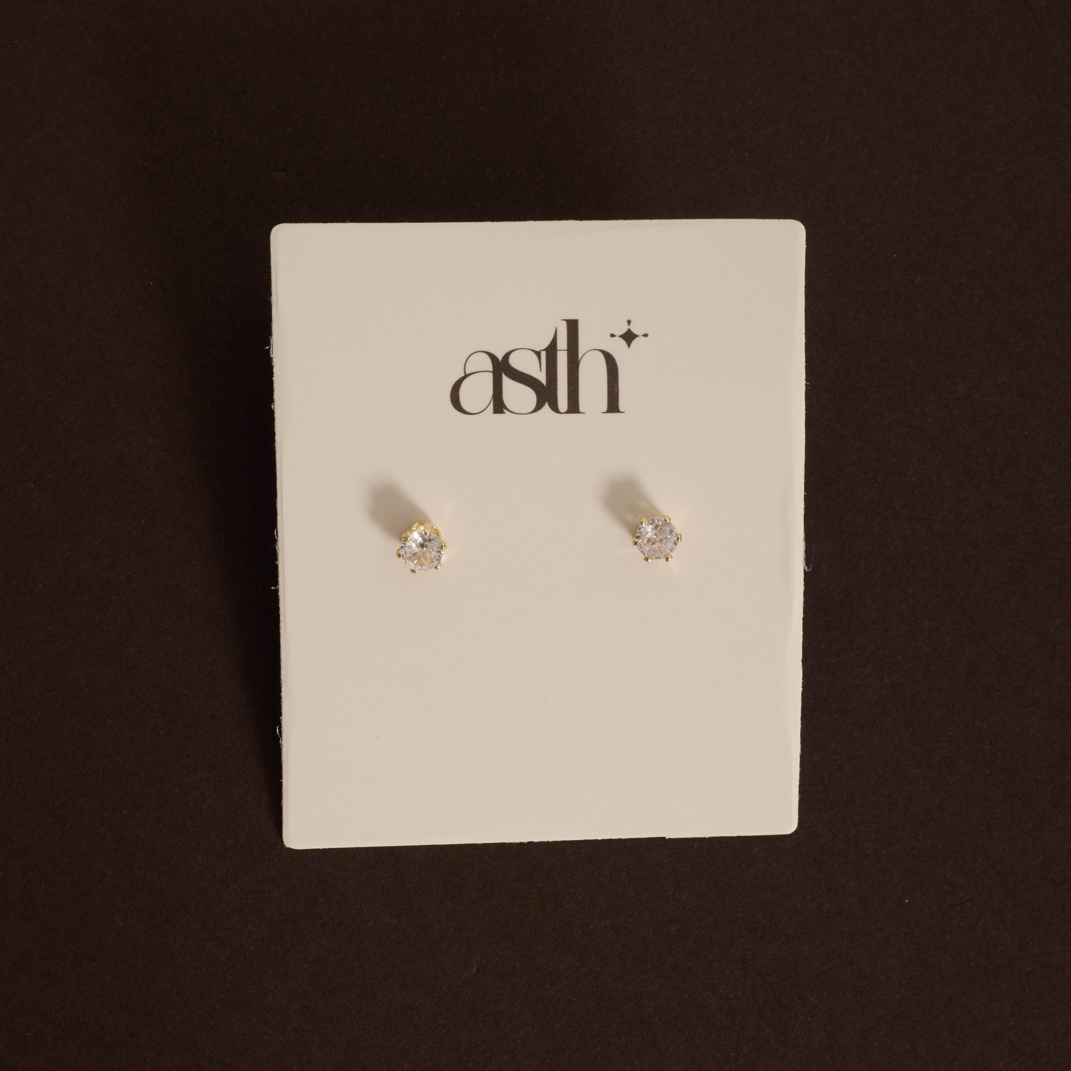 Brinco zircônia redonda cristal caixa alta 4mm