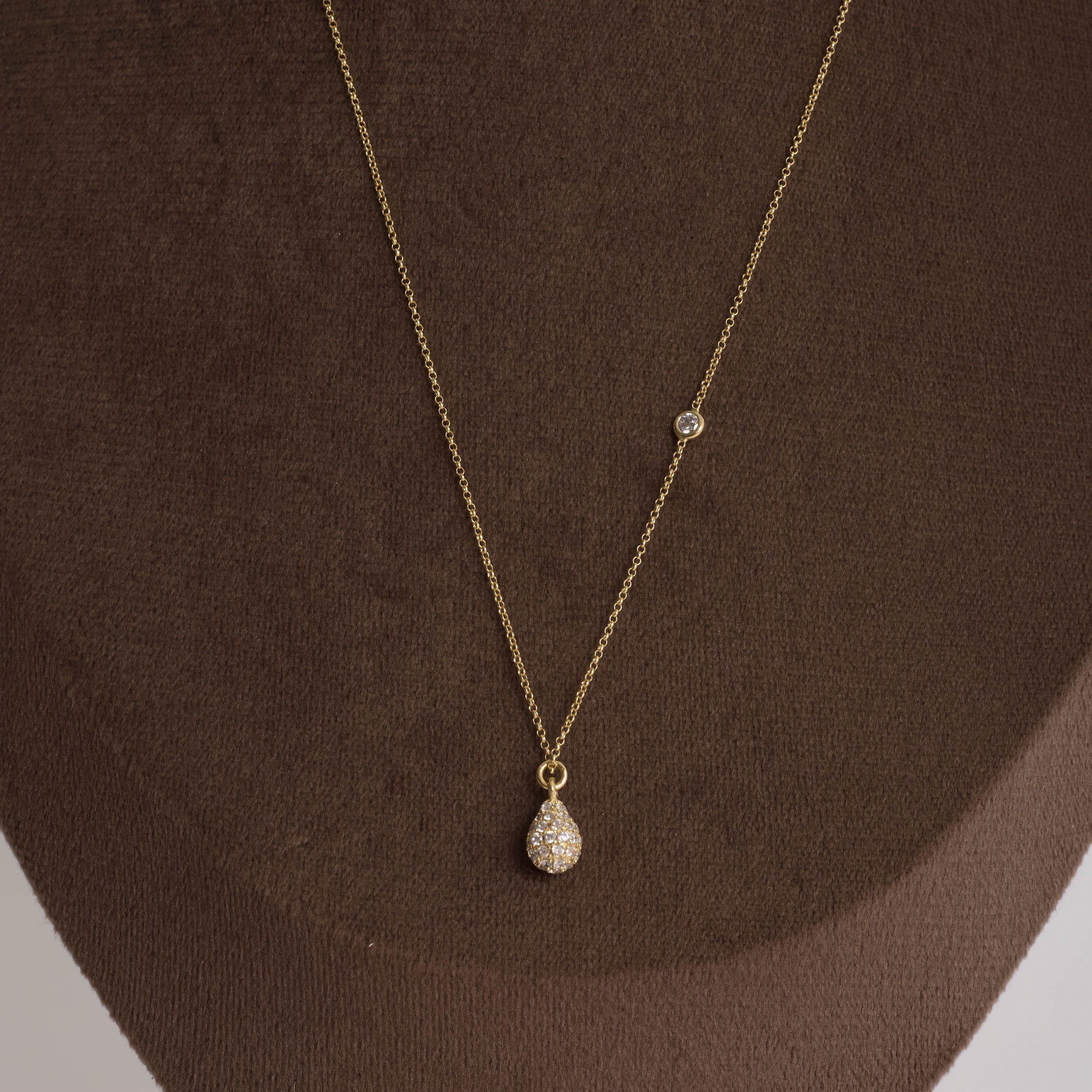 Colar entremeio zircônia com pingente gota cravejada 9mm corrente elo português 45cm com alongadora