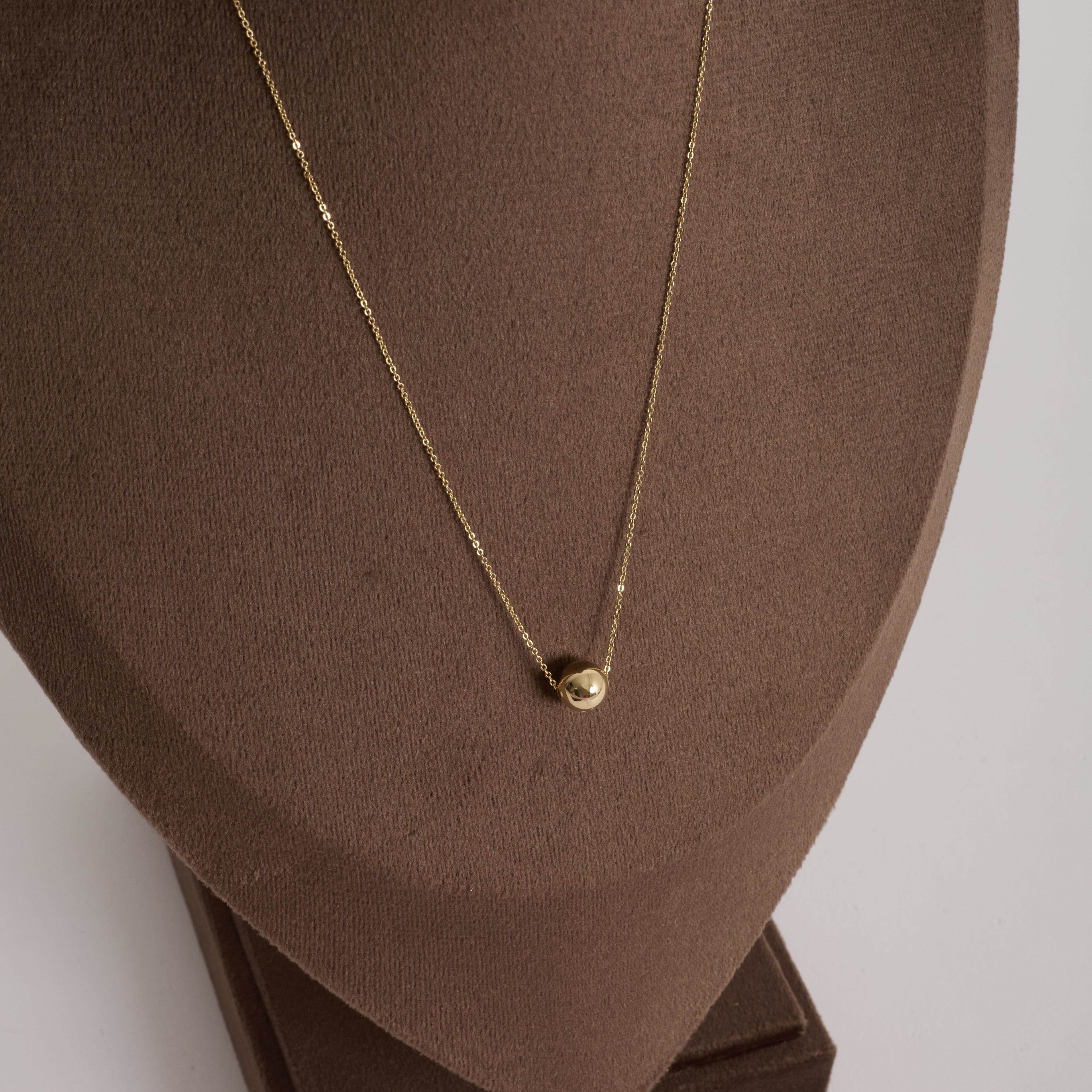 Colar entremeio bola 8mm corrente cadeado 45cm com alongadora