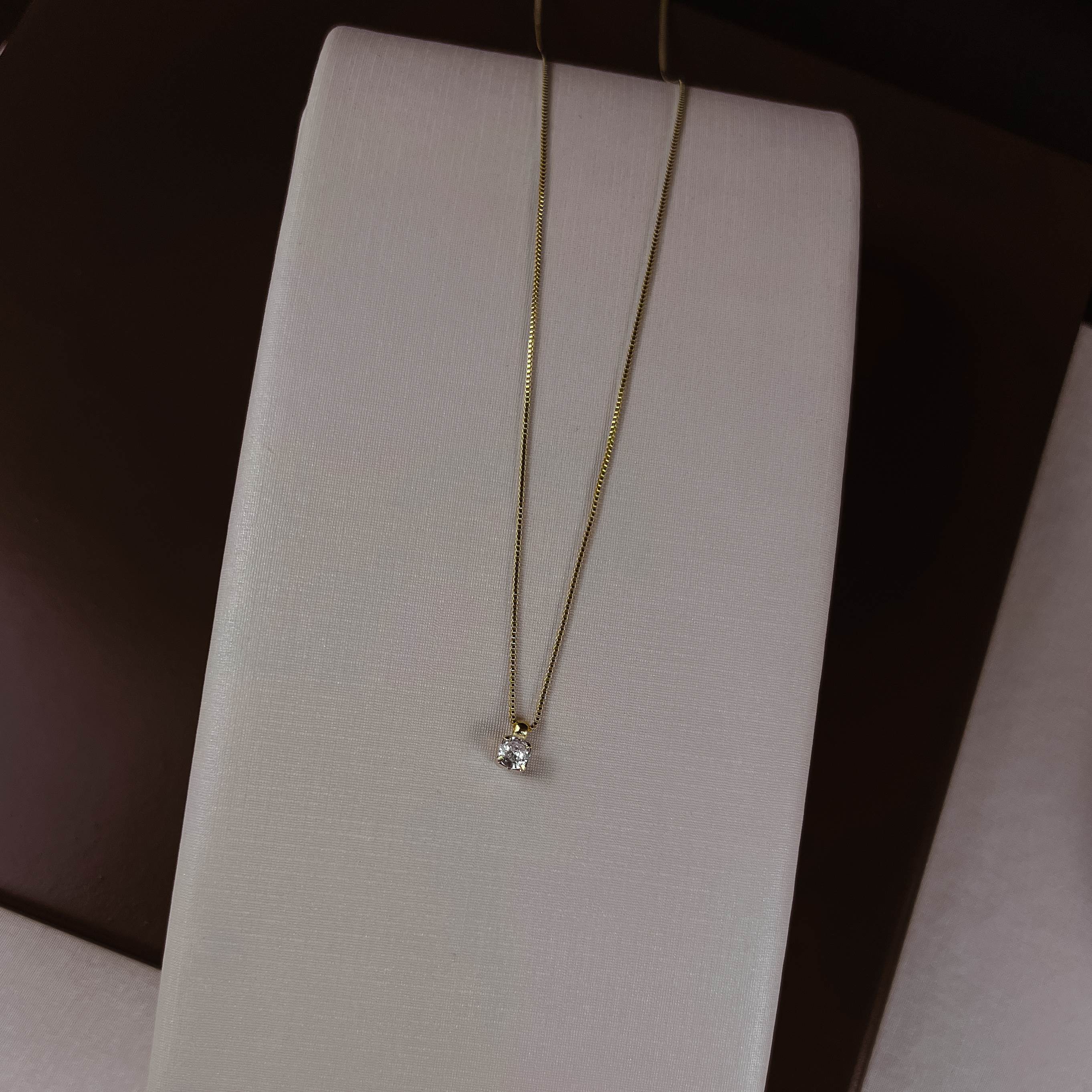 Colar pingente zircônia 3mm 40cm com alongadora